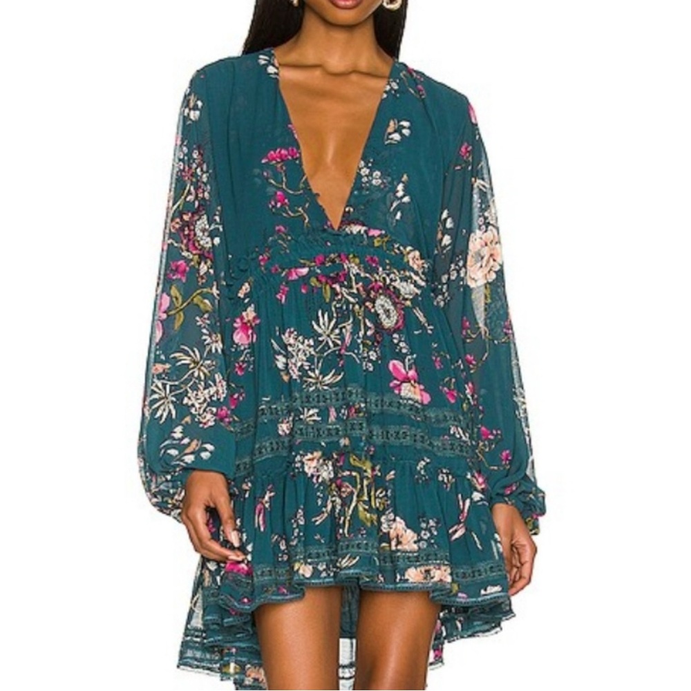 Free People Cherry Blossom Mini Tunic Long Sleeve Dress.